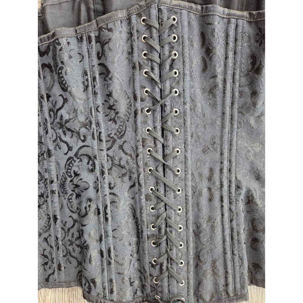 Charmian Black Brocade Underbust Corset 7XL Plus Size Goth Victorian Romantic - Picture 4 of 10